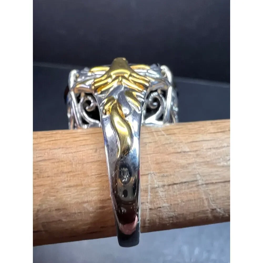 NEW Black spinel Phoenix ring in rhodium and vermeil over sterling silver size 7